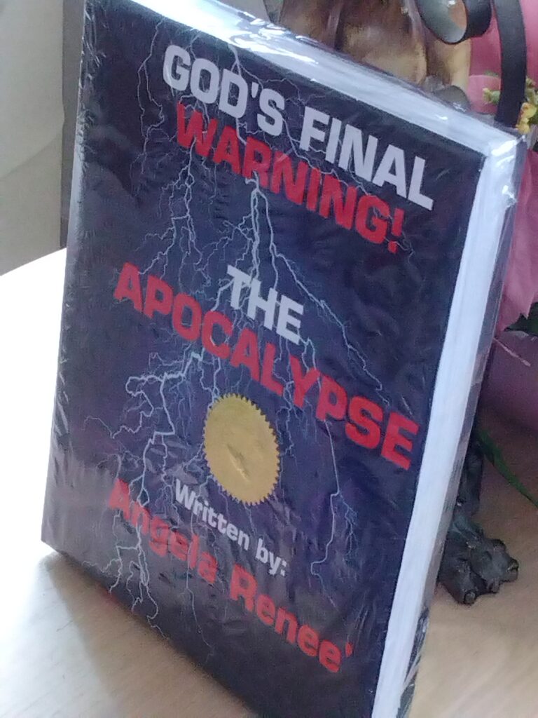 God's Final Warning! The Apocalypse Hardcover Book over 484 pages. Metadata Author Angela Renee Available Formats Hardcover Book Book Title God's Final Warning! The Apocalypse Delivery Method Shipping ISBN 978-1-964013-00-8 Publisher Affinity Publishing Group, Inc. Subject #god #jesus #revelation #apocalypse #endtimes #everlasting #bible Where Sold apocalypseofgod.com, affinitypublishinggroup.com, xcelsiusmedia.com Year Published / Country 2024 / United States